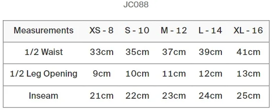 Maattabel WOMEN'S COOL TRAINING SHORTS JC088